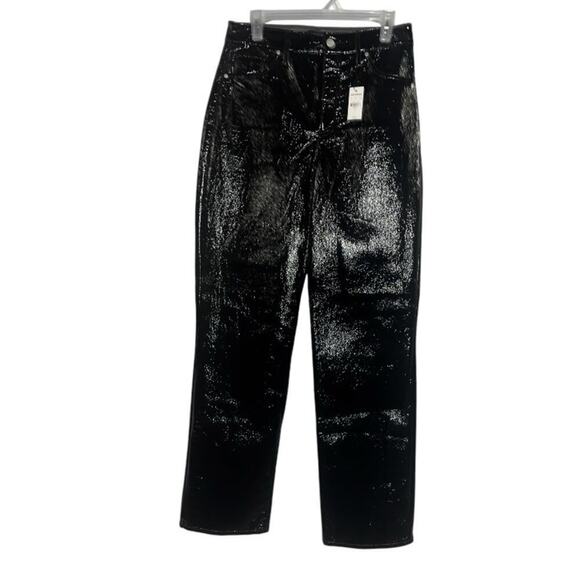 NWT Super High Waisted Faux Patent Leather Modern Straight Pant Size 8R - Picture 6 of 11